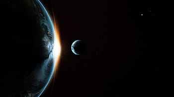 earth, moon, transit, sunrise, sun, space, universe, globe, astronomy, space travel, planet