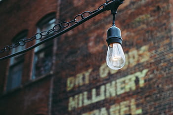 black, bricks, brown, buildings, bulbs, gray, lights, walls, windows