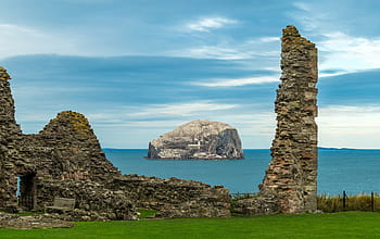 bass rock, castillo de igualllon, escocia, ruina, costa, castillo, mar, fortaleza, costa este, mar del norte, roca