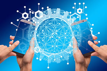 chytrý telefon, síť, práce, Ozubené kolo, ozubená kola, řetězového řetězce, zeměkoule, digitalizace, sdělení, celosvětově, ruka