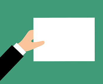 illustration, blank, sign, held, one, hand, paper, showing, han, communication, card