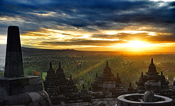 Indonésie, Jáva, krajina, borobudur, Příroda, výlet, chrám, Asie, náboženství, architektura, svítání