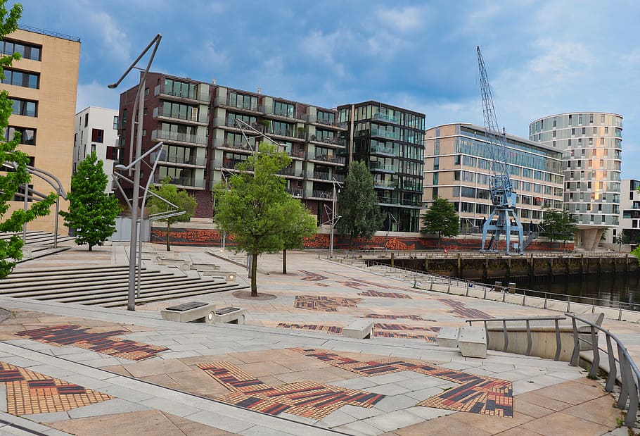 harbour city, space, hamburg, architecture, magellan, magellan terraces, water