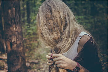 blond, Mädchen, Frau, lange Haare, flechten, Mode, Modell-, Menschen, Schönheit