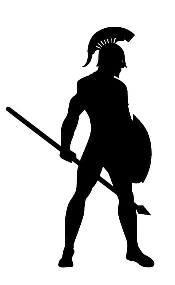 ilustrace, spartán, silueta., silueta, armáda, římský, voják, štít, hrdina, helma, bojovník