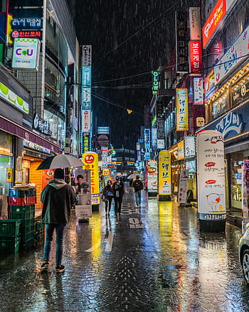gater, neon, cyberpunk, Seoul, korea, natt, gate, Urban, lys, reklame, arkitektur