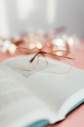 terbuka, buku, pink, latar belakang, membaca, kacamata, belajar, backgound merah muda, feminin