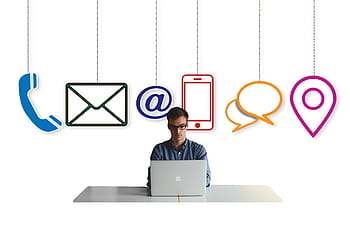 office, desk, phone, smartphone, email, letters, envelope, balloons, startup, start, social