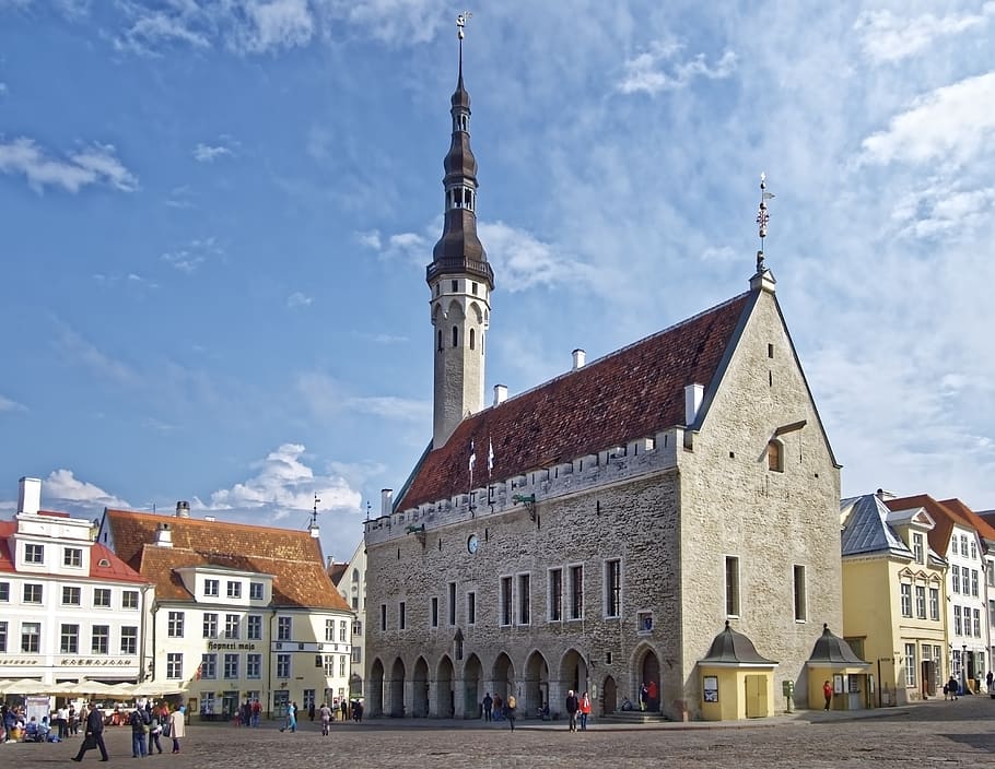 estonia, tallinn, historic center, town hall, town hall square, building, architecture, facades, historically, baltic states