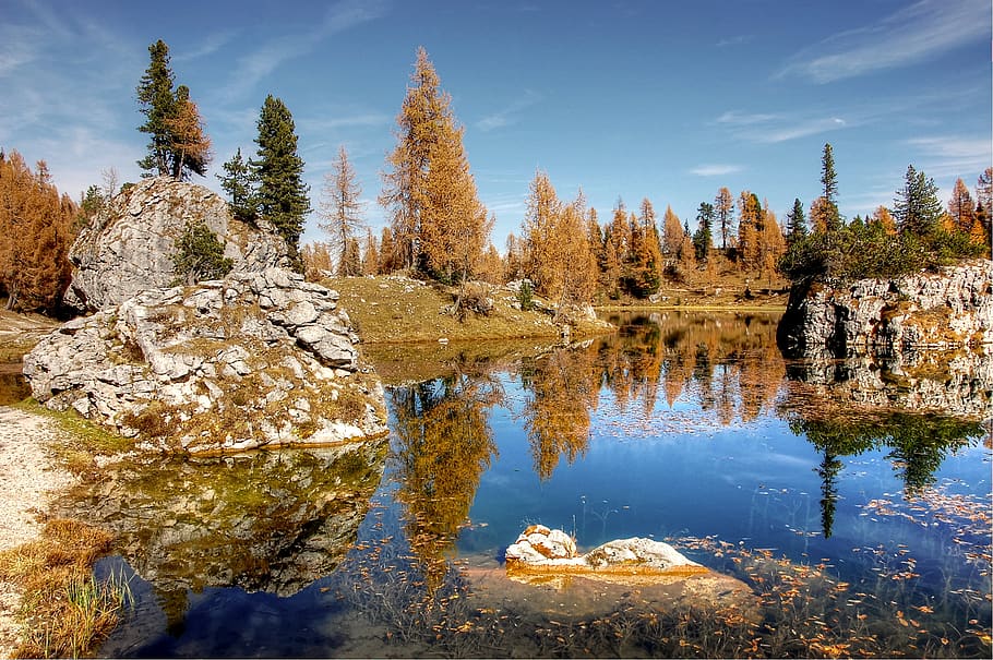 lago federa, dolomiti, paesaggio, alpino, natura, lago, Italia, montagne, panorama alpino, belluno, alm