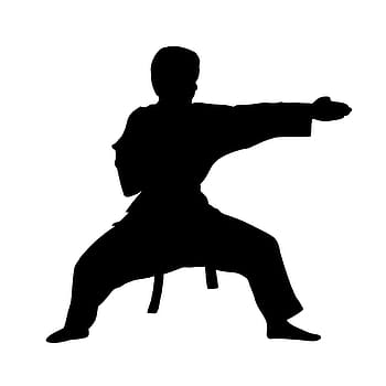 silhouette, martial, artist., karate, fight, strong, kimono, ready, action, active, stand