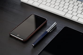 negro, iphone, escritorio de oficina, negocios, limpiar, escritorio, elegante, engranaje, interior, diseño de interiores, ipad