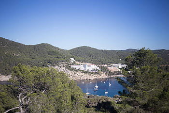 πράσινος, λόφους, μαρίνα, παραλιακά θέρετρα, Όρμος, μπλε, ακτή, ακτογραμμή, προκυμαία, λιμάνι, λόφος