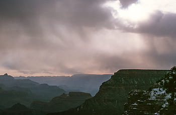 zataženo, zatažená obloha, velký, kaňon, arizona, Amerika, Krásná, mraky, colorado, eroze, Grand Canyon