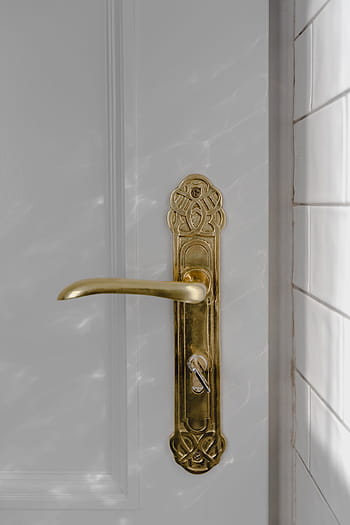 antik, emas, berlapis, pintu, pegangan, vintage, putih, mewah, elegan, klasik, pintu masuk