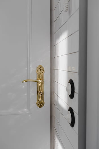 antik, emas, berlapis, pintu, pegangan, vintage, putih, mewah, elegan, klasik, pintu masuk