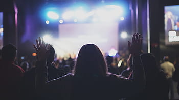 people, woman, dark, night, worship, concert, praise, stage, sing, band, instrument