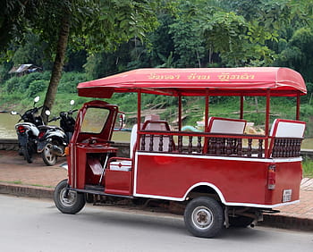 rosso, tuk tuk moto taxi, Laos, Sud-est asiatico, tuk tuk, tuk, motociclo, Taxi, risciò, Asia, Tailandia