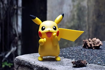 brinquedo, pequeno, fofo, pikachu, infância, jogar, ao ar livre, anime, personagem, alegre