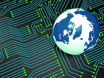 circuit imprimé, représentant, à l'échelle mondiale, électronique, globalement, circuits imprimés, Terre, global, la globalisation, globaliser, globe