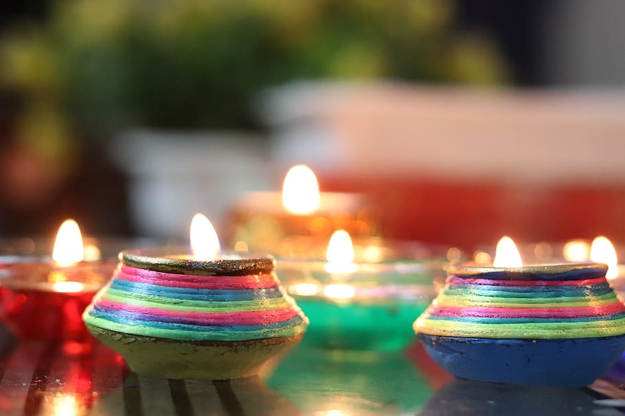 diwali, svíčka, světlo svíček, svíčka design