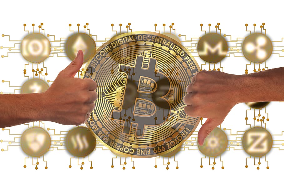 currency, bitcoin, feedback, thumb, high, consent, rejection, button, money, payment, digital