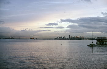 Pohled, San Francisco Bay, mraky, nebe, Pozadí, záliv, Krásná, modrý, Kalifornie, plovoucí, krajina