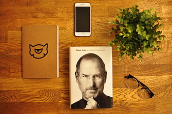 jablko, iphone, pracoviště, knih, stůl, Steve Jobs, rezervovat, dřevo, lavice, kancelář, podnikání