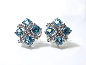 anting, berlian, biru, topas, emas, perak, kemewahan, silang, x, gaya, glamor
