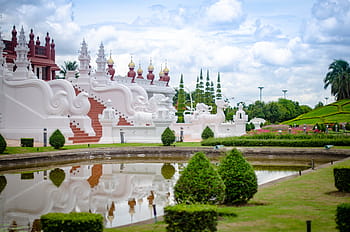 mezník, Chiang, mai, město, Thajsko, park, letní, Příroda, krajina, tráva, venkovní