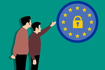illustration, gdpr icon, two, people, gdpr, security, data, information, europe, privacy, technology