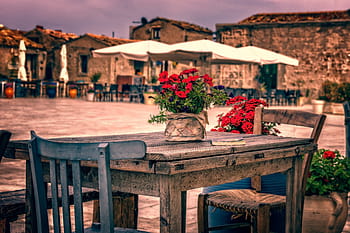 tavolo, sedia, vecchio, terrazza, stile di vita, estate, rilassare, ristorante, vacanze, viaggio, tempo libero