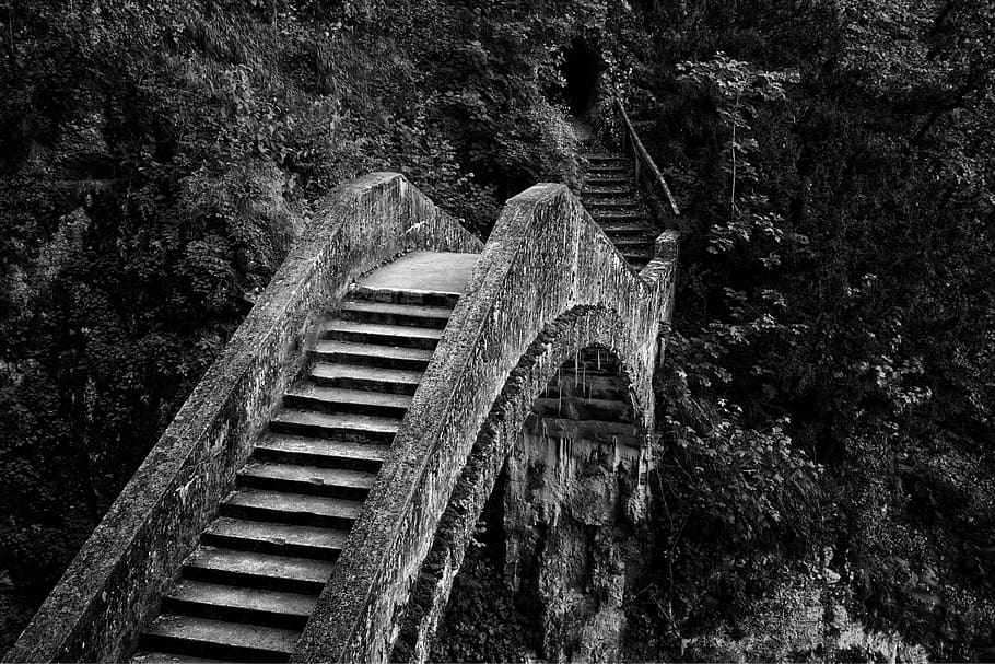 bridge, rock, valley, lost place, haunting, weird, old, architecture, arch, danube valley, devil's bridge