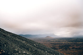 crumbling, volcanic, hillside, day, Cloud, Cloudy, Desert, Eruption, Formation, Hill, Land