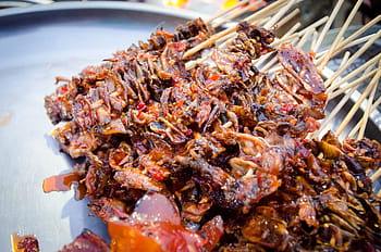 thai gustări de carne de gustare, gustare, frigarui, carne, băț, mâncare de stradă, alimente, sos, picant, la grătar, crocant