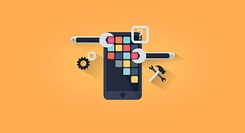 app development, -, app design, simple, illustration, concept, development, device, flat, icon, sign