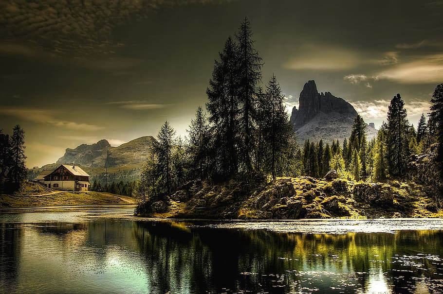 lago federa, belluno, italy, dolomites, lake, nature, mountains, alpine, landscape, mountain world, mountain landscape