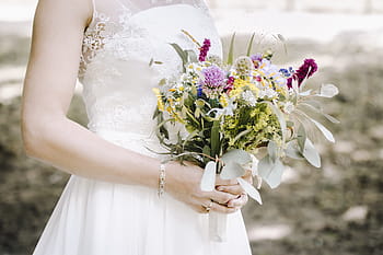 boeket, bloem, natuur, bruid en bruidegom, huwelijk, bruid, bloemen, bruidsboeket, wijnoogst, boho, veldbloemen