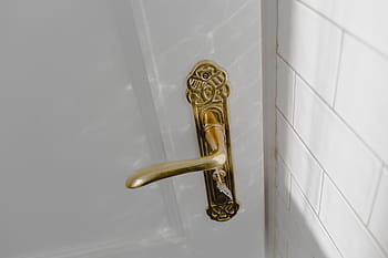 antik, emas, berlapis, pintu, pegangan, vintage, putih, mewah, elegan, klasik, pintu masuk