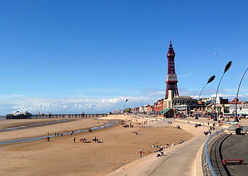 blackpool, věž, pobřeží, pláž, Anglie, molo, budova, moře, krajina, promenáda, britský