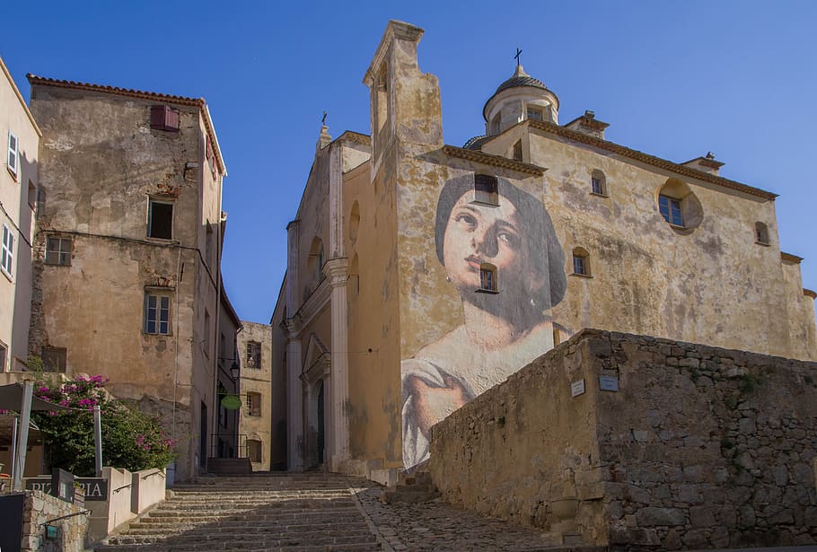 Korsičan, calvi, pruh, kostel, středomoří, antický