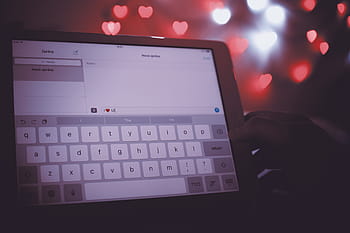 valentine’s, valentine ’s day, detail, screen, tablet, message “ i love, “i, you”