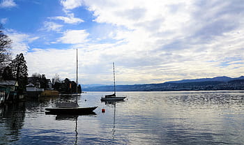 küsnacht, switzerland, lake, nature, zurich, canton, summer, water, sky, clouds, mood