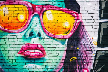 graffiti wall, graffiti, graffiti art, face, urban, girl, woman, sunglasses, brick wall, arts, artistic