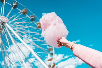algodão doce, parque de diversões, azul, fio dental de fadas, roda gigante, foodie, menina, faminto, parque lunar, pessoas, rosa
