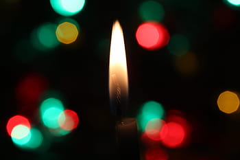 candle, light, fire, flame, dark, night, bokeh