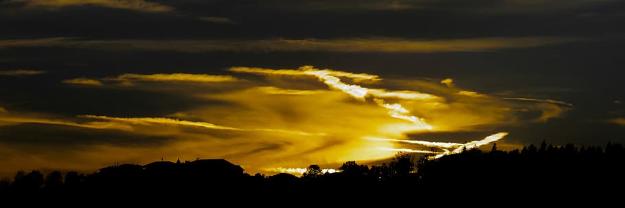 nature, sky, sunset, clouds, evening, night, mood mystical, banner, header, dramatic, background