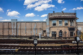 railroad, station, railway, train tracks, transportation, graffiti