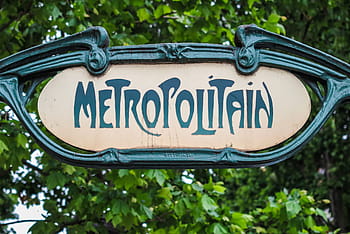 starý, železné znamení, Paříž, Francie, ukazuje, umístění, metropolitní, stanice metra, stanice., kov, metro