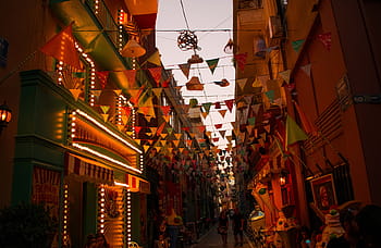 colourful, live, little, street, athens., colours, flags, carnival, city, streets, banners